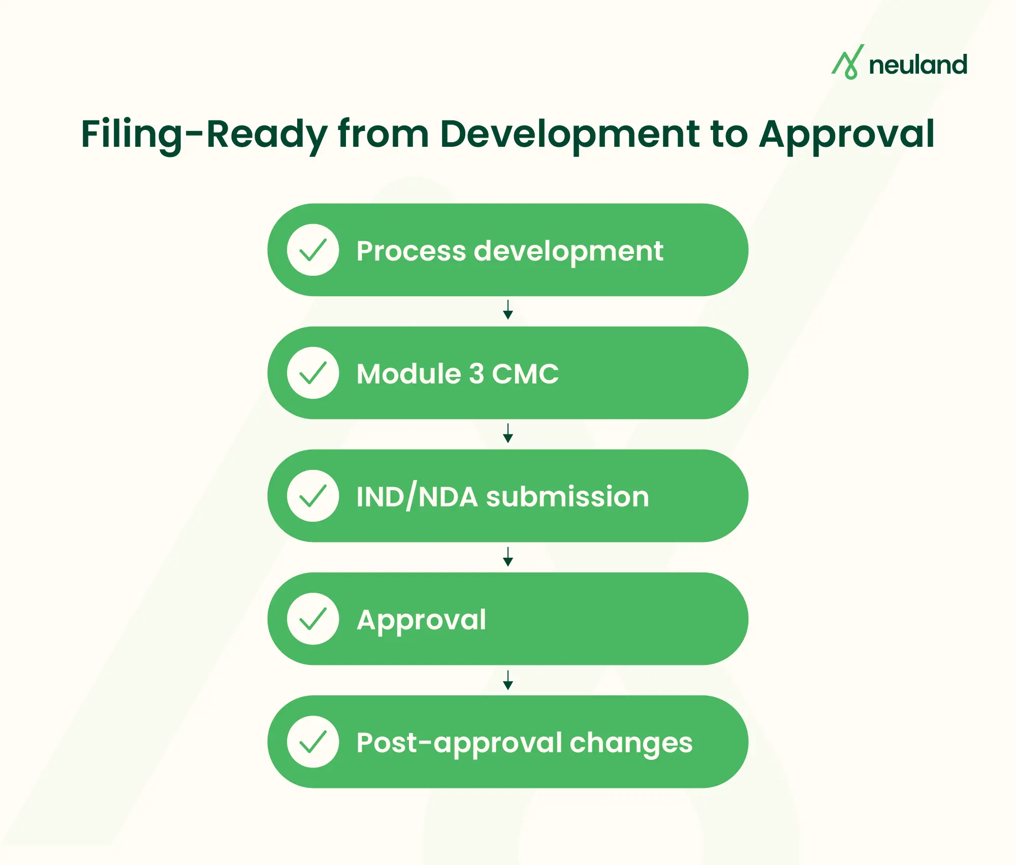 Infographic showing the regulatory lifecycle from process development through CMC preparation.
